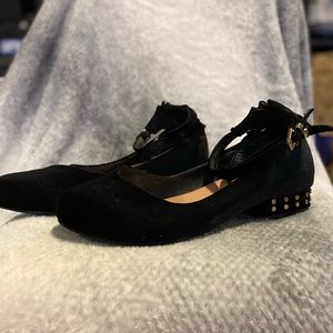 TORRID shoes. Black velvet ankle strap flats